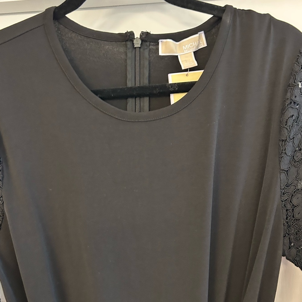 Michael Kors Black Long Sleeve Jumpsuit with Lace Sleeves - Picture 3 of 10